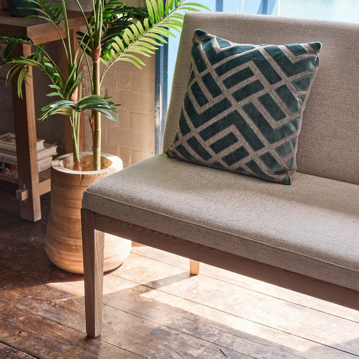 Hampton Beige Corner Bench - Right Hand Facing