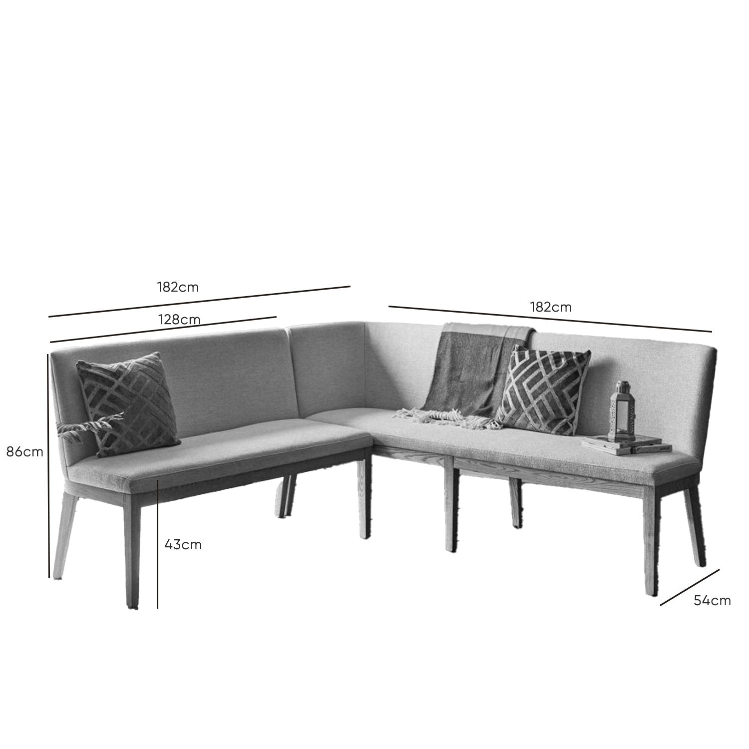 Hampton Grey Corner Bench - Left Hand Facing