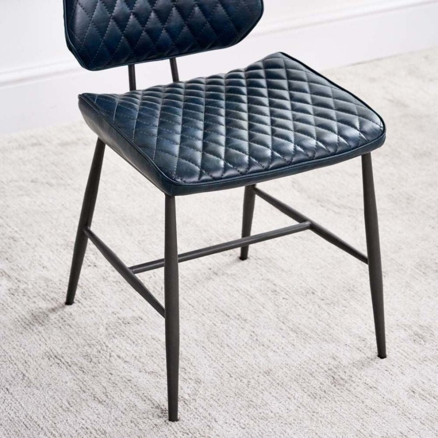 Soho Dining Table 200cm & 6 Digby Dining Chairs - Dark Blue