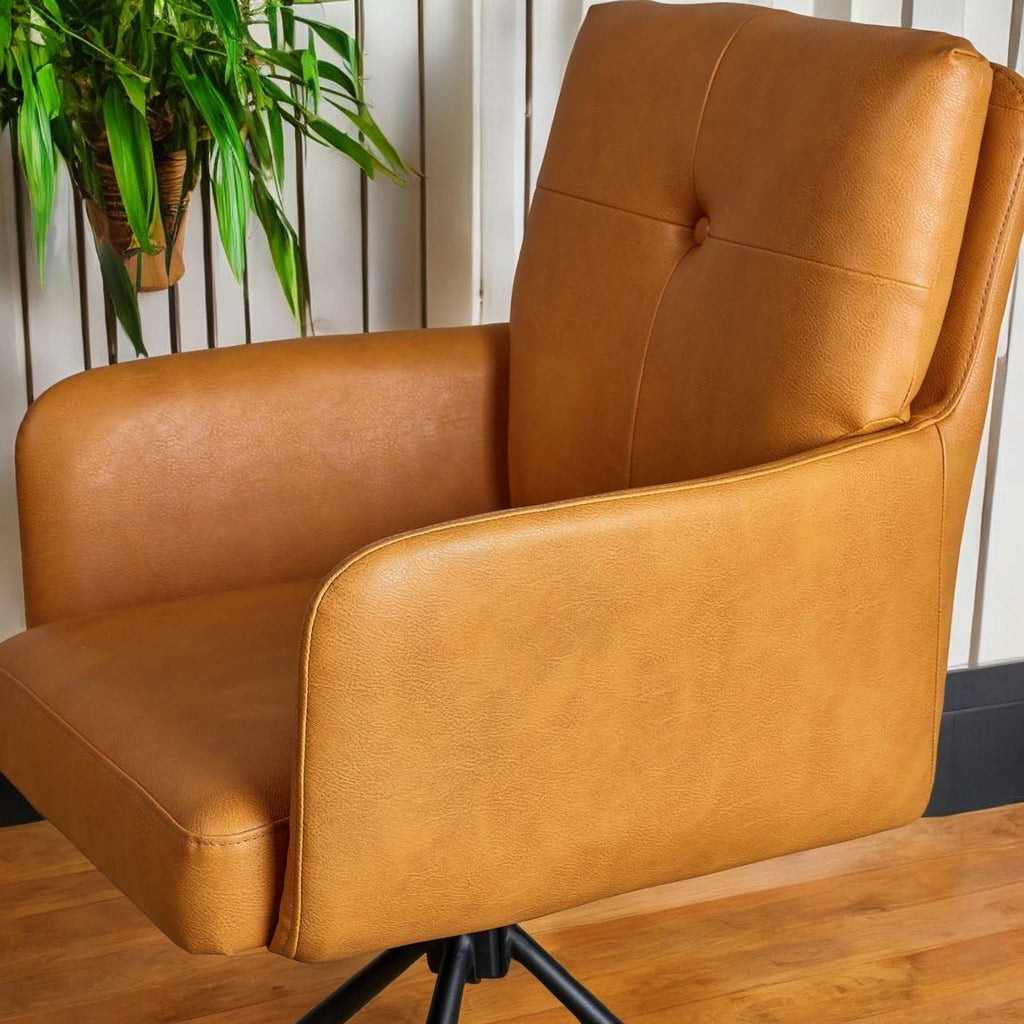 Parma Dining Chair Pocket Sprung - Tan Faux Leather (Set of 2)