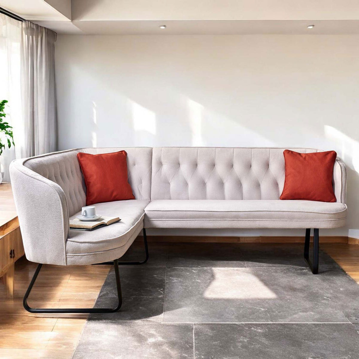 Frampton Corner Bench - White (Right Hand Facing)