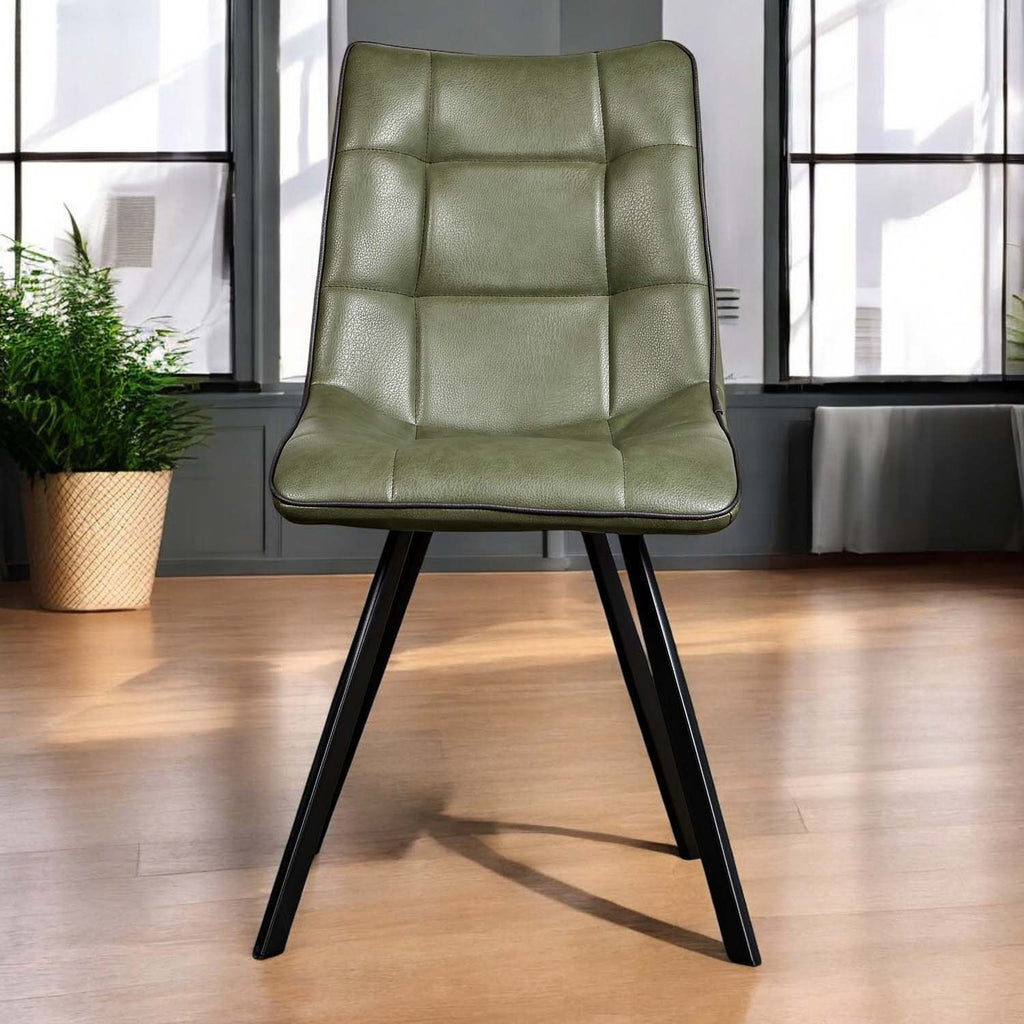 Jack Olive Green Dining Chair with Slate Grey Piping (Set of 2)