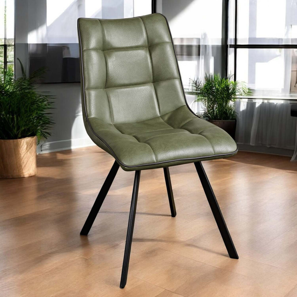 Jack Olive Green Dining Chair with Slate Grey Piping (Set of 2)