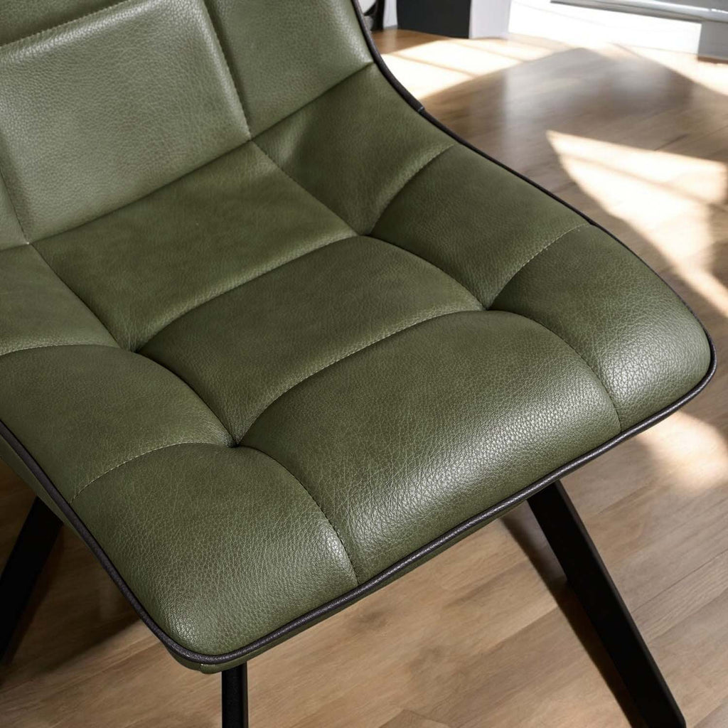 Jack Olive Green Dining Chair with Slate Grey Piping (Set of 2)