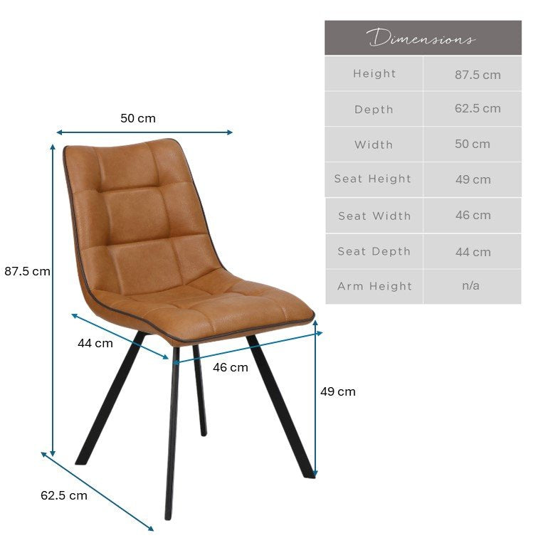 Jack Spice Tan Dining Chair with Slate Grey Piping (Set of 2)