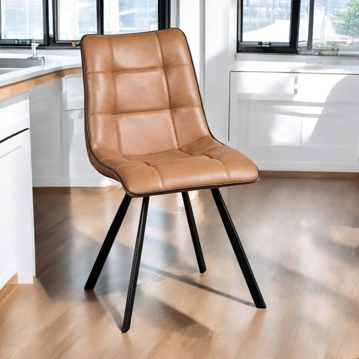 Jack Spice Tan Dining Chair with Slate Grey Piping (Set of 2)