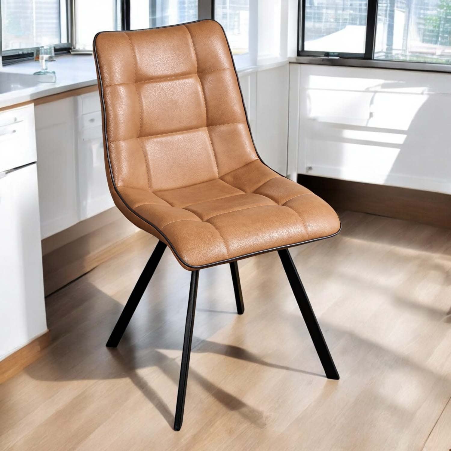 Jack Spice Tan Dining Chair with Slate Grey Piping (Set of 2)