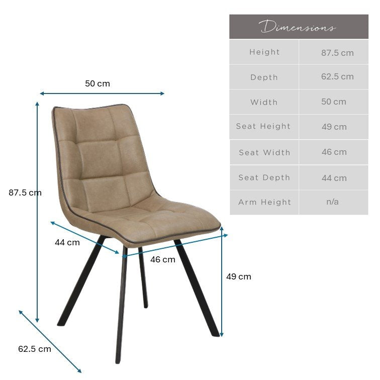 Jack Mushroom Brown Dining Chair with Slate Grey Piping (Set of 2)