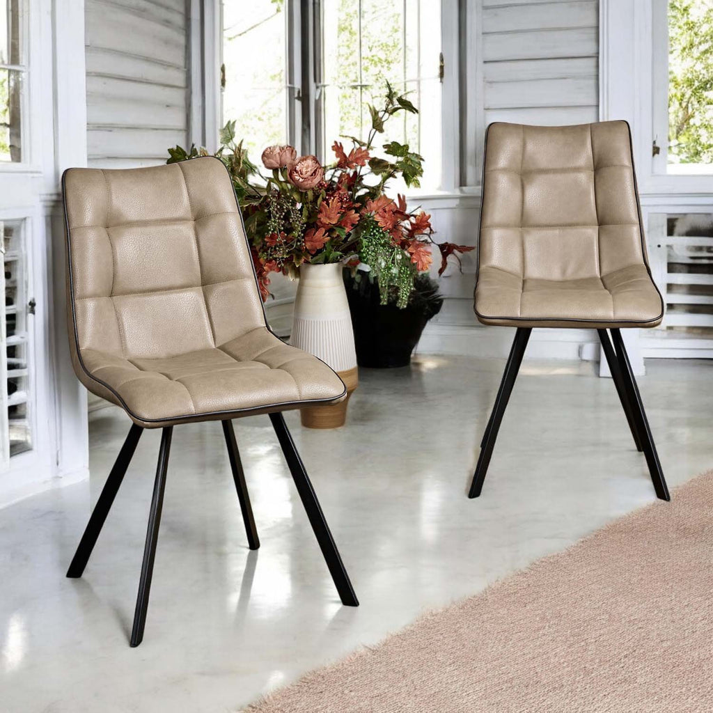 Jack Mushroom Brown Dining Chair with Slate Grey Piping (Set of 2)