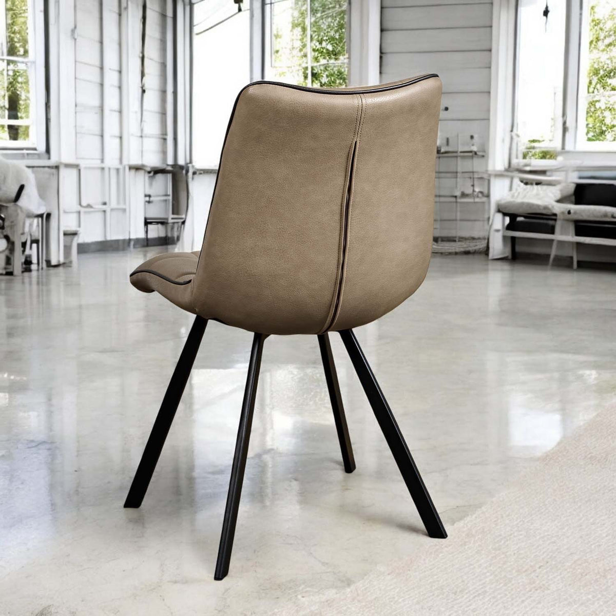 Jack Mushroom Brown Dining Chair with Slate Grey Piping (Set of 2)