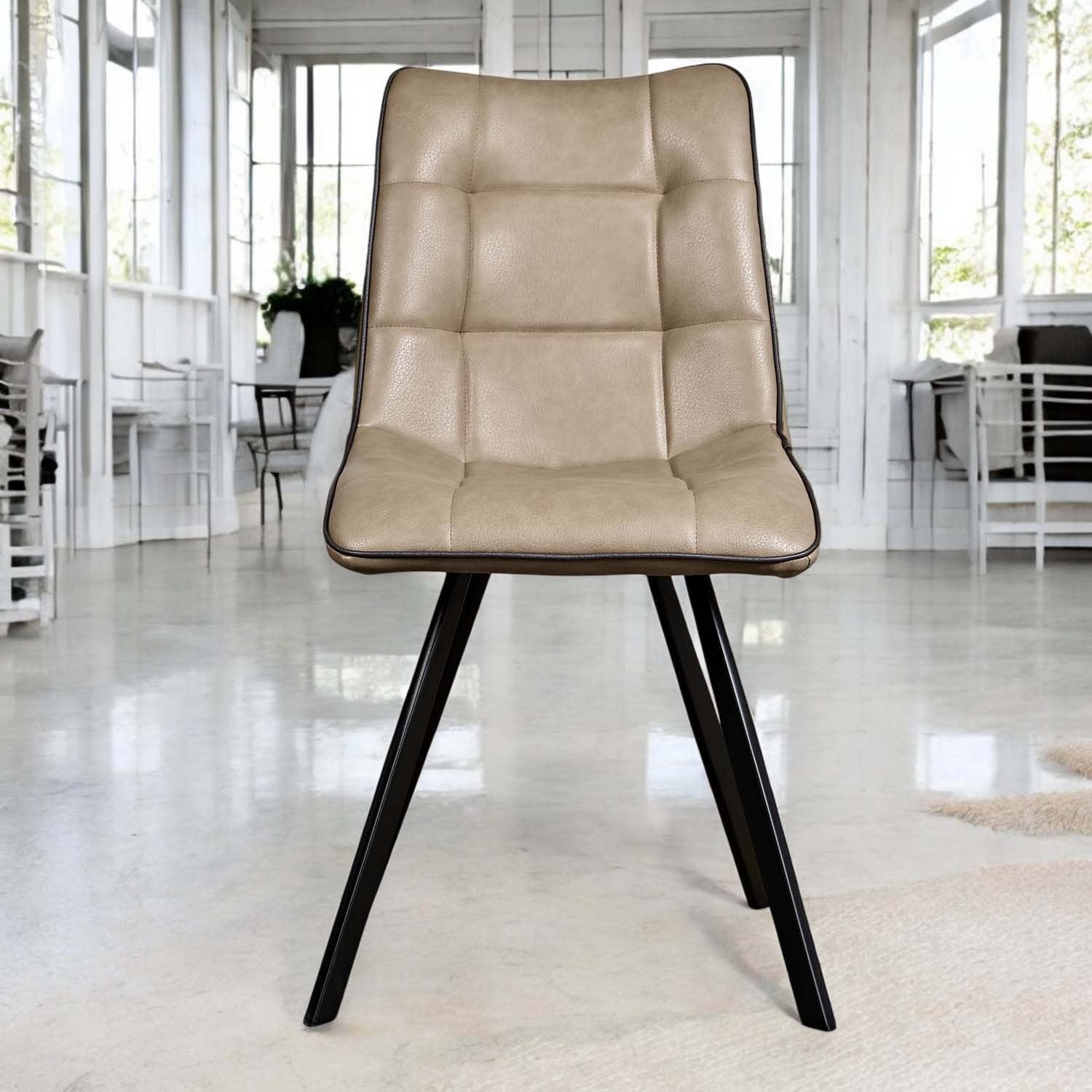 Jack Mushroom Brown Dining Chair with Slate Grey Piping (Set of 2)