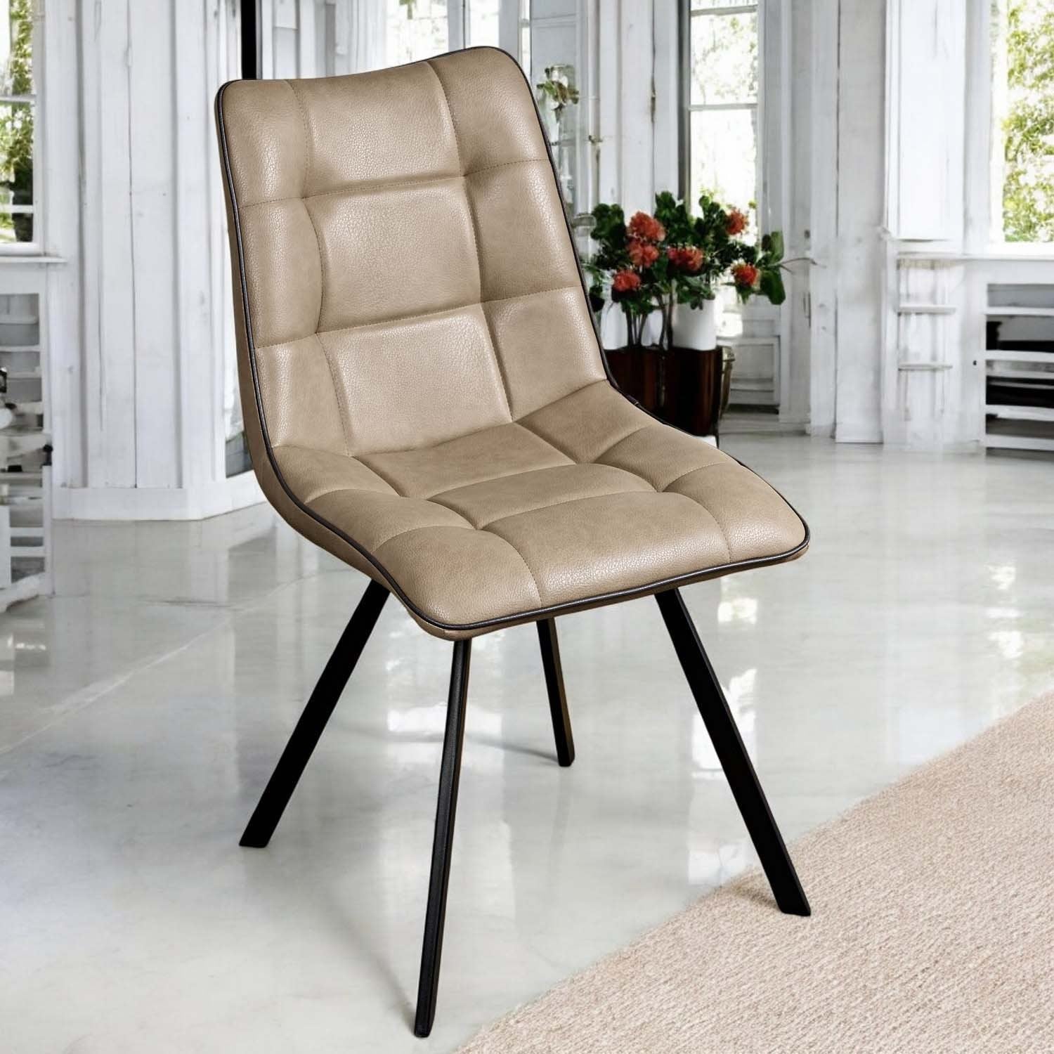 Jack Mushroom Brown Dining Chair with Slate Grey Piping (Set of 2)