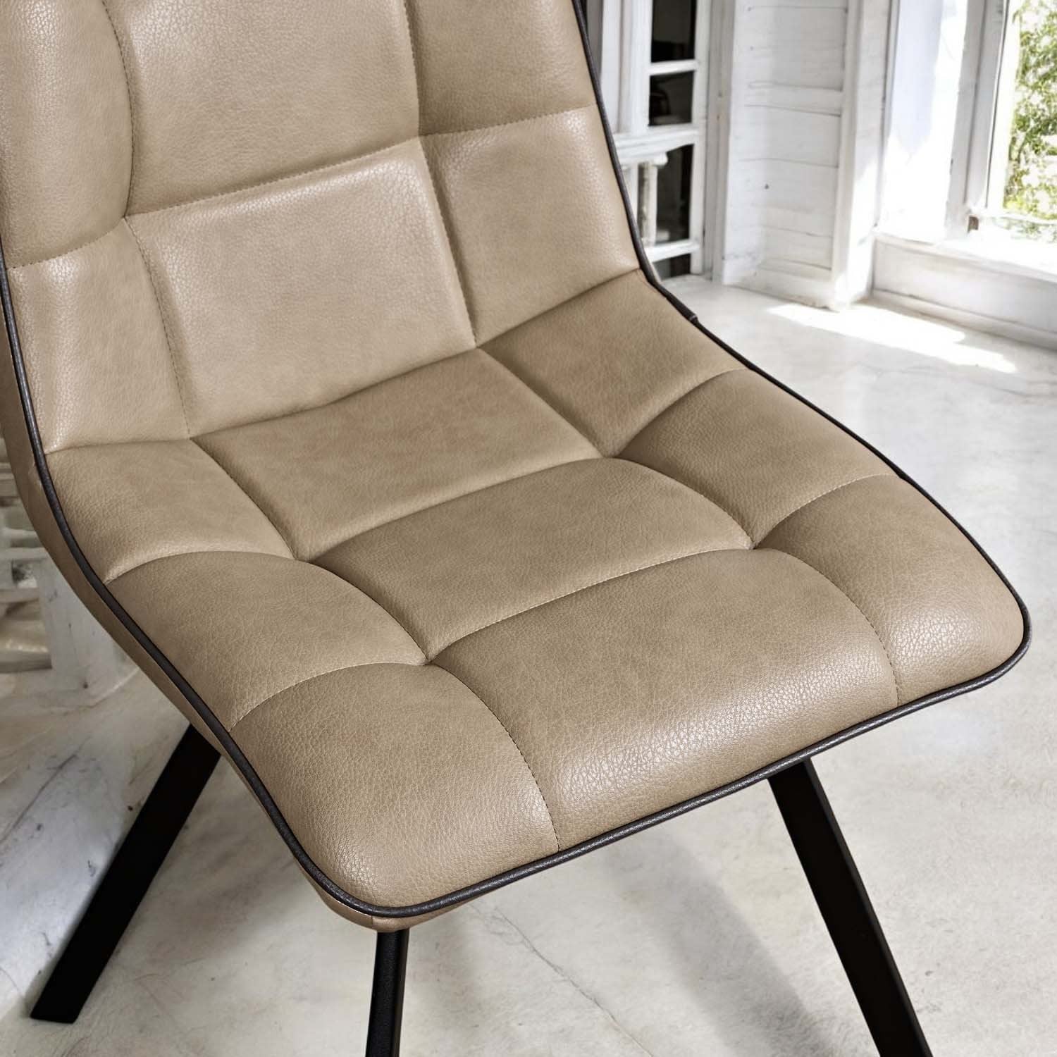 Jack Mushroom Brown Dining Chair with Slate Grey Piping (Set of 2)