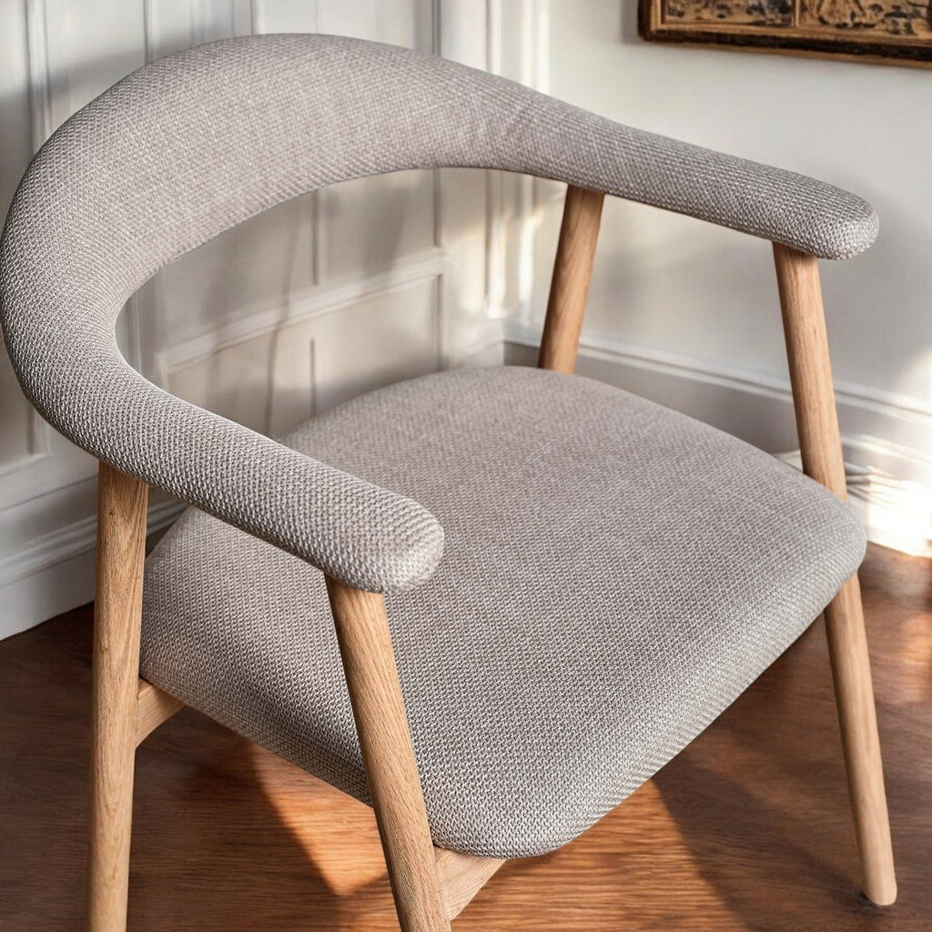 Albi Dining Chair - Beige / Oiled Oak Legs (Set of 2)