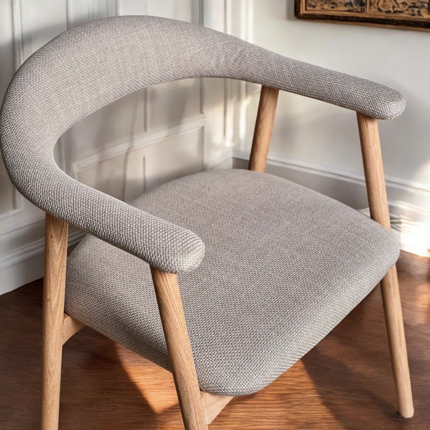 Albi Dining Chair - Beige / Oiled Oak Legs (Set of 2)