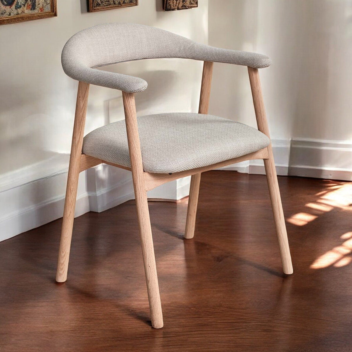 Albi Dining Chair - Beige / Oiled Oak Legs (Set of 2)