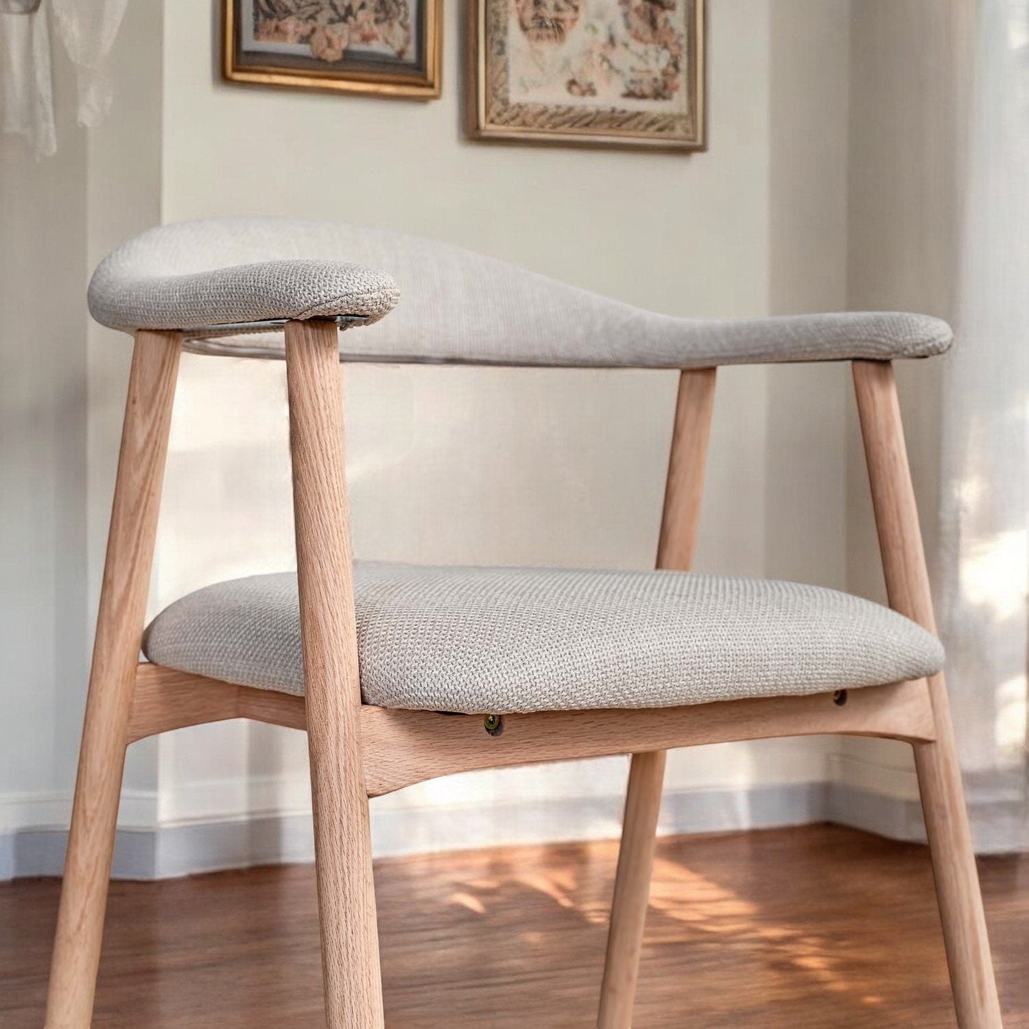 Albi Dining Chair - Beige / Oiled Oak Legs (Set of 2)