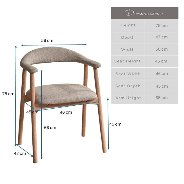 Albi Dining Chair - Beige / Oiled Oak Legs (Set of 2)