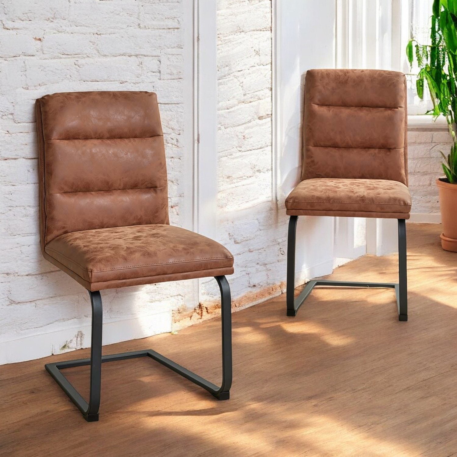 Industrial Dining Chair - Tan (Set of 2)