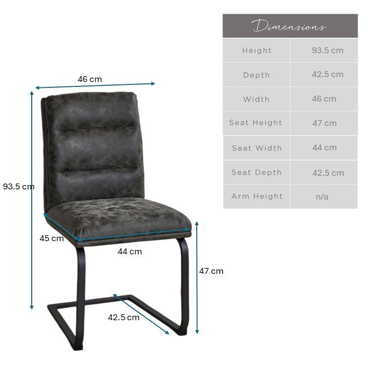 Industrial Dining Chair - Grey (Set of 2)
