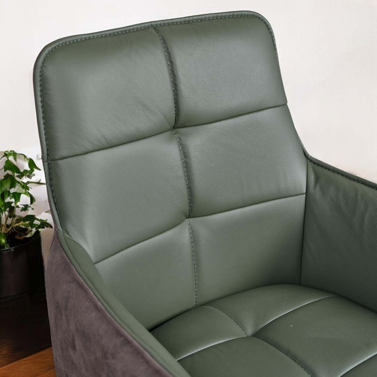 Arno Green Real Leather Dining Chair (Set of 2)