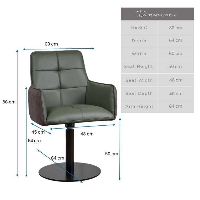 Arno Green Real Leather Dining Chair (Set of 2)