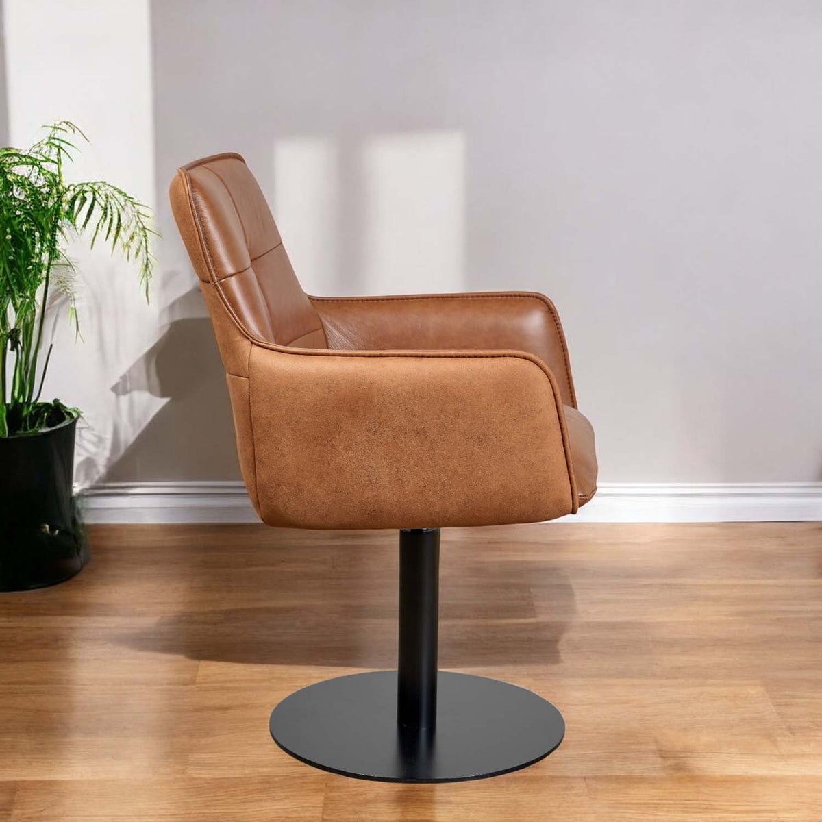 Arno Cognac Real Leather Dining Chair (Set of 2)
