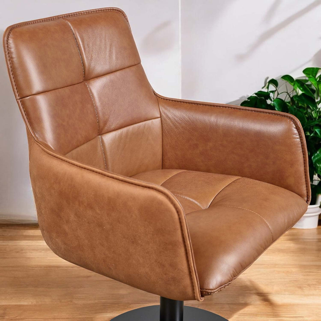 Arno Cognac Real Leather Dining Chair (Set of 2)