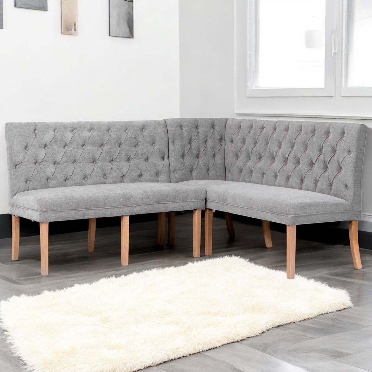 Boston Corner Bench in Grey (Left Hand Facing)