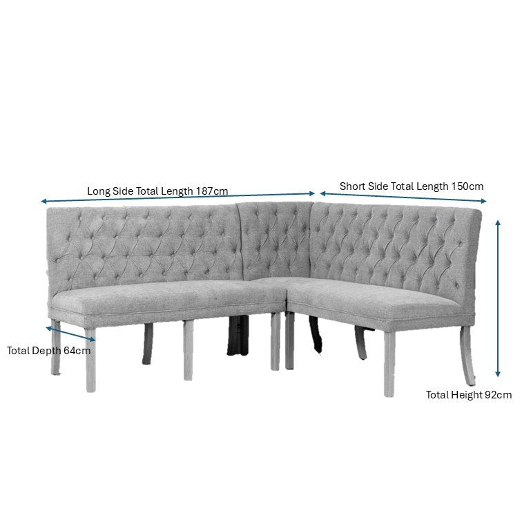 Boston Corner Bench in Grey (Left Hand Facing)