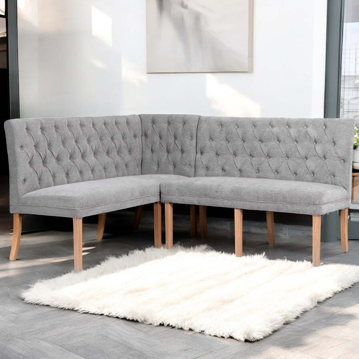 Boston Corner Bench in Grey (Right Hand Facing)