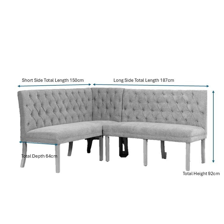 Boston Corner Bench in Grey (Right Hand Facing)