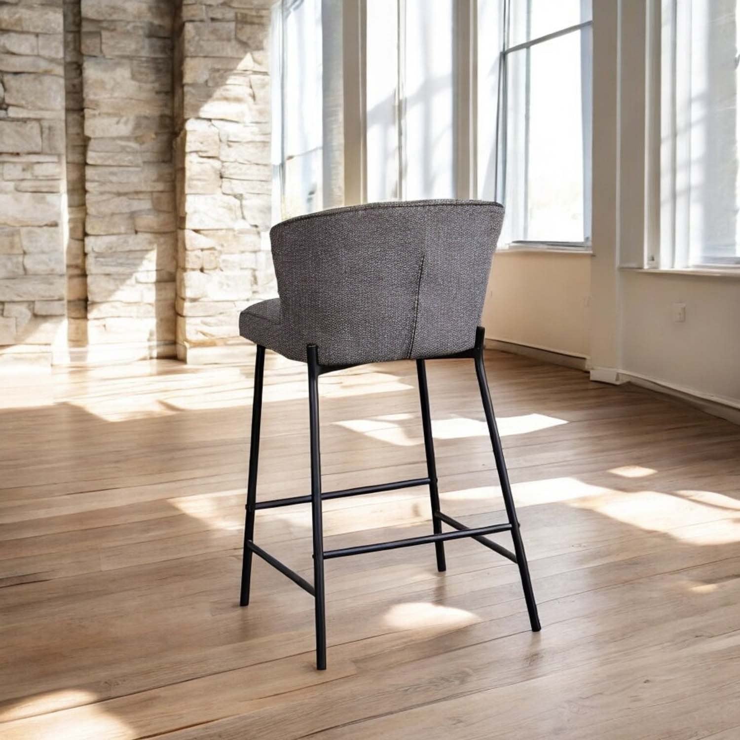 Tristan Grey Fabric Bar Stool (Set of 2)