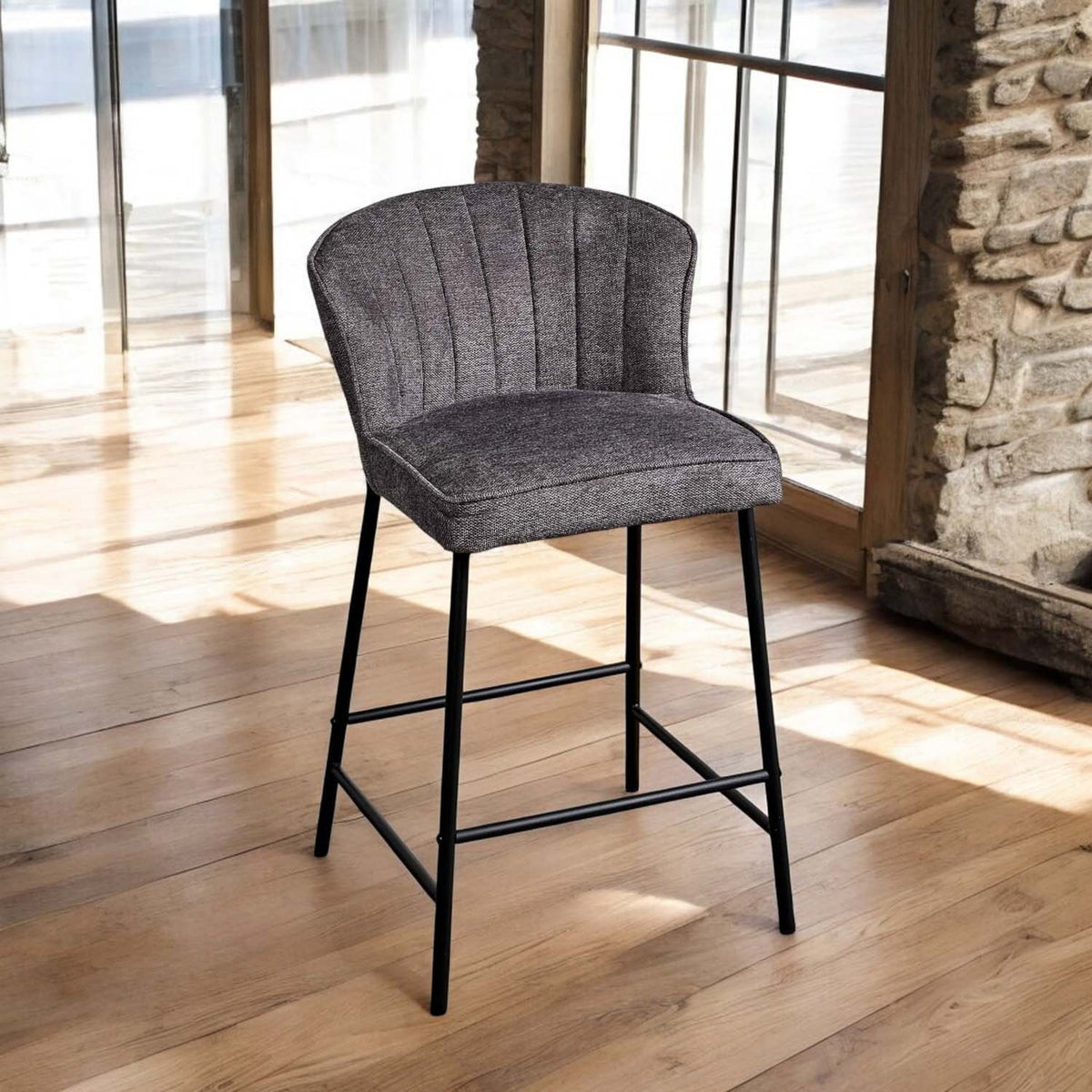 Tristan Grey Fabric Bar Stool (Set of 2)