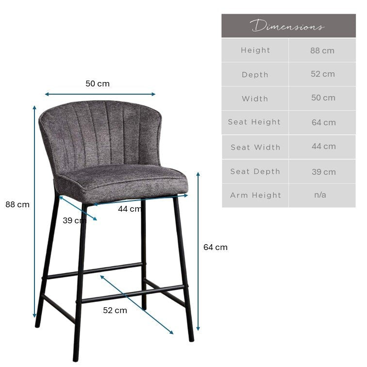 Tristan Grey Fabric Bar Stool (Set of 2)