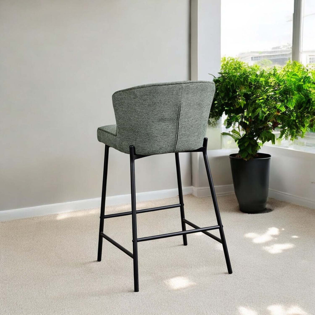 Tristan Petrol Fabric Bar Stool (Set of 2)