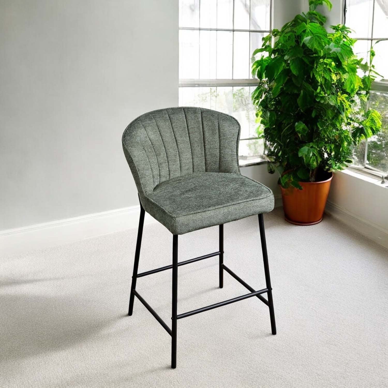 Tristan Petrol Fabric Bar Stool (Set of 2)