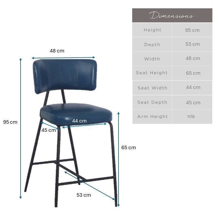 Admiral Dark Blue Bar Stool
