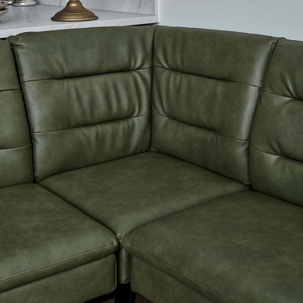 Industrial Corner Bench - Olive Green