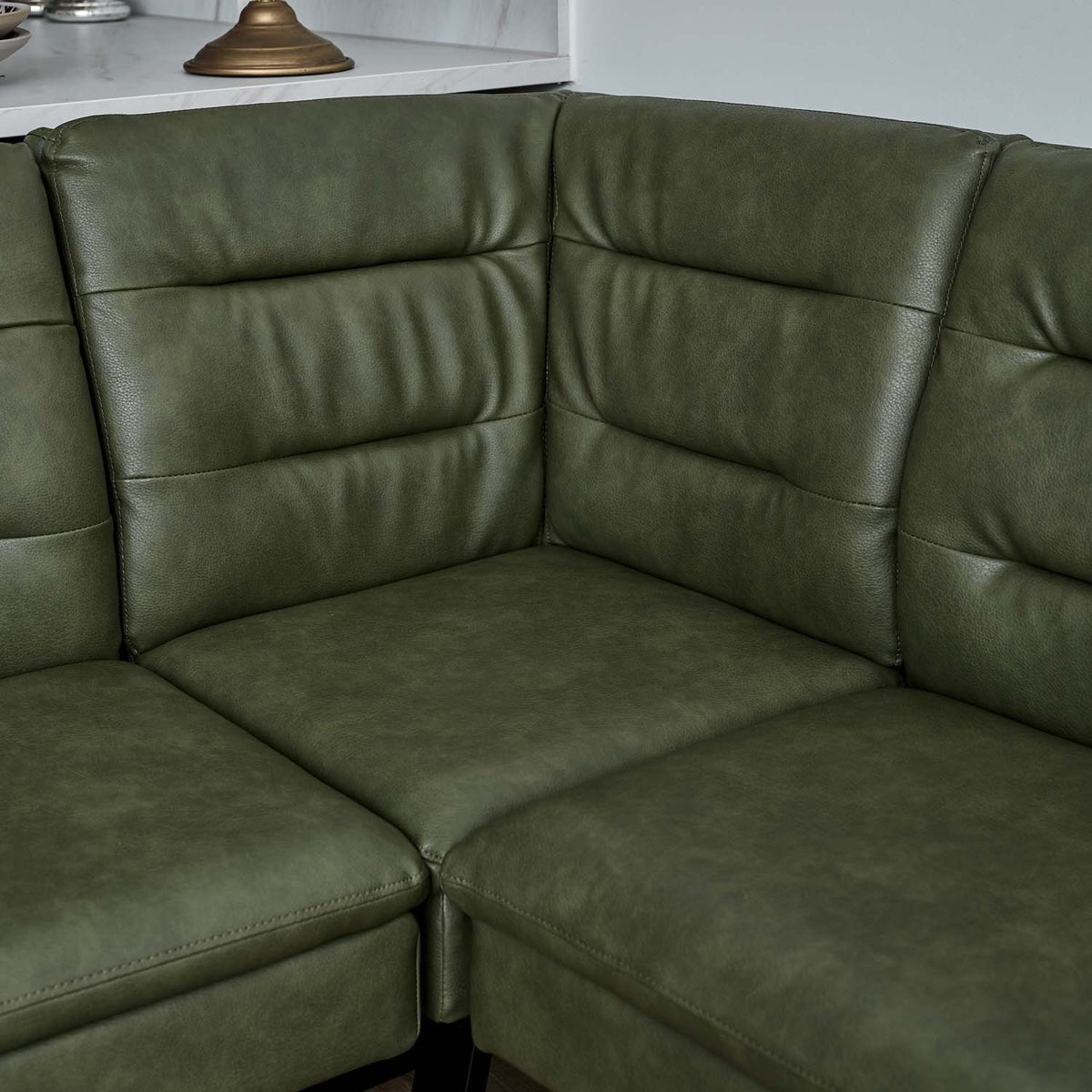 Industrial Corner Bench - Olive Green