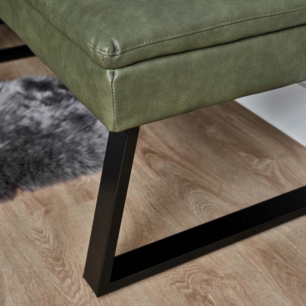 Industrial Corner Bench - Olive Green
