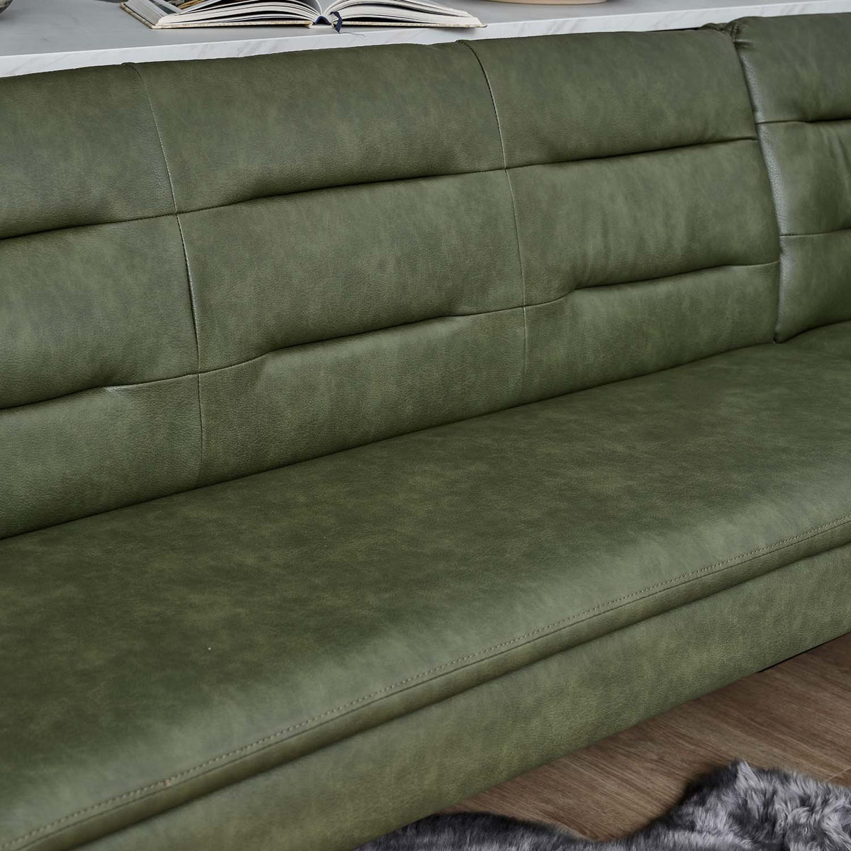 Industrial Corner Bench - Olive Green