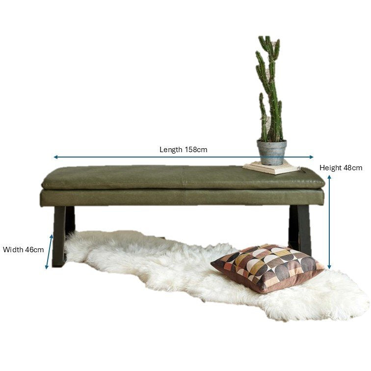 Industrial Bench Seat - Olive Green