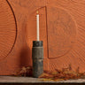 Centre Straight Lines Wooden Candle Holder in Grey Mud - Small