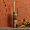 Centre Straight Lines Wooden Candle Holder in Mud - Large