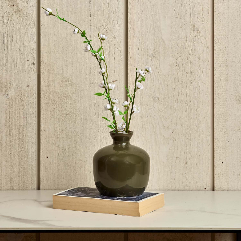 Round Glass Vase in Green Gold - Small