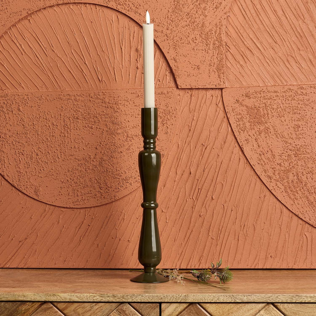 Royal Glass Candle Stick in Green Gold - Large