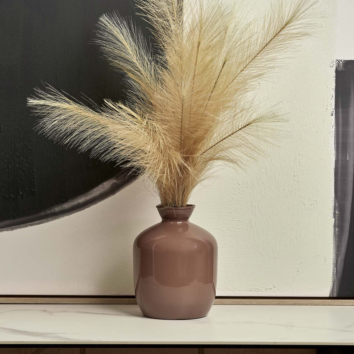 Round Glass Vase in Misty Rose - Large