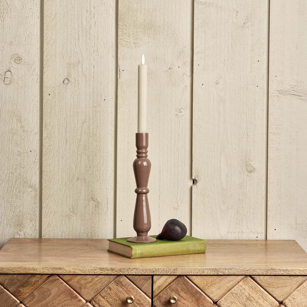 Royal Glass Candle Stick in Misty Rose - Small