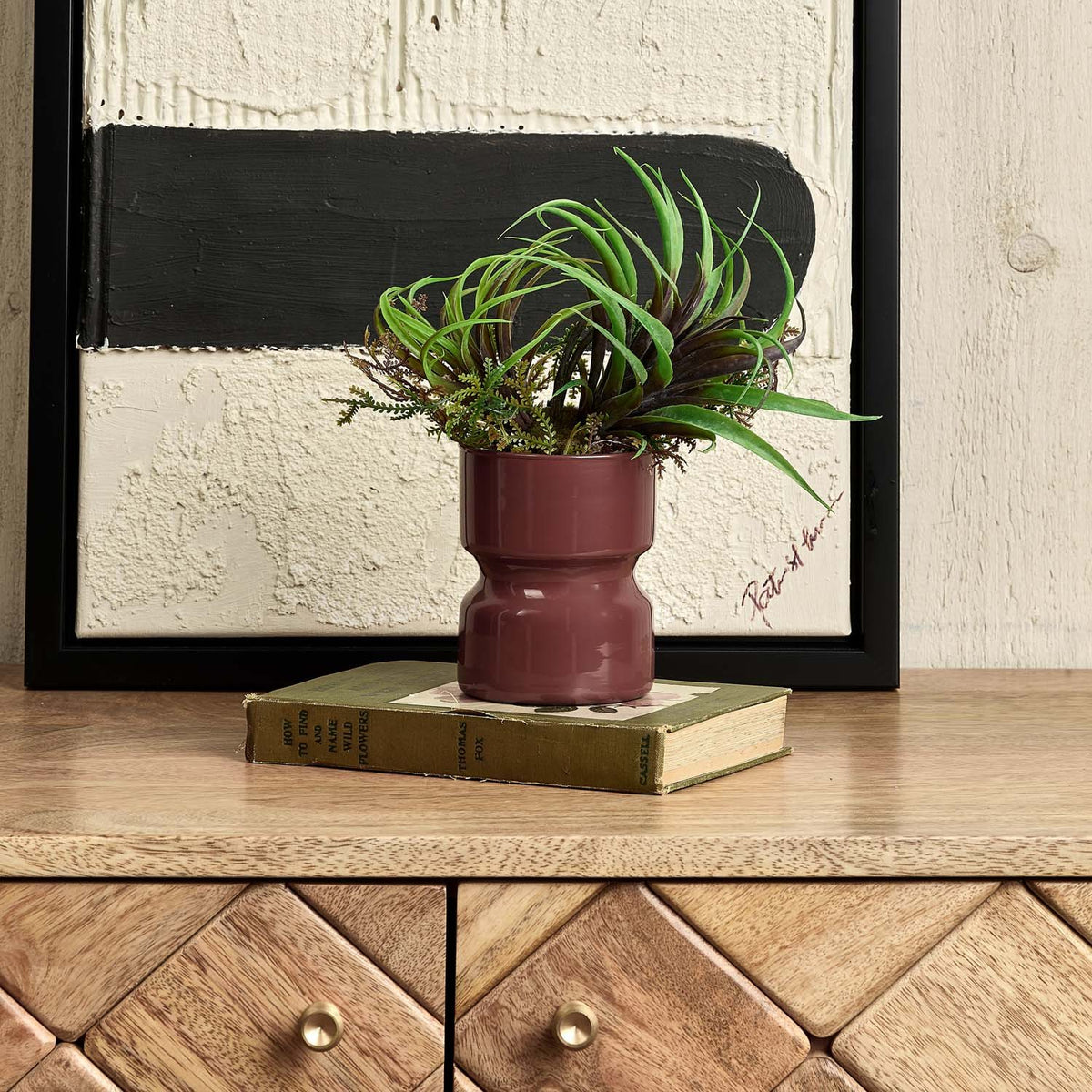 Glass Drum Vase in Cherry - Small